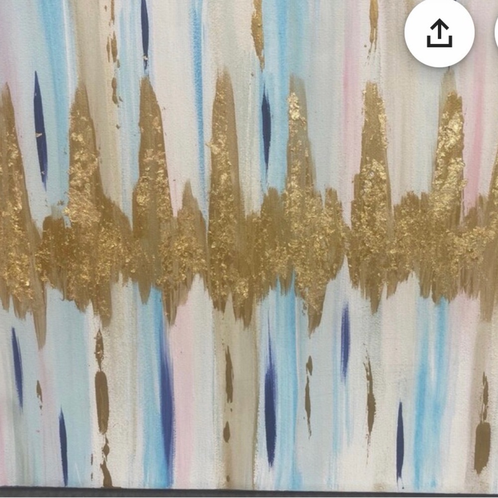 Abstract Gold and Blue Canvas heartbeat Art